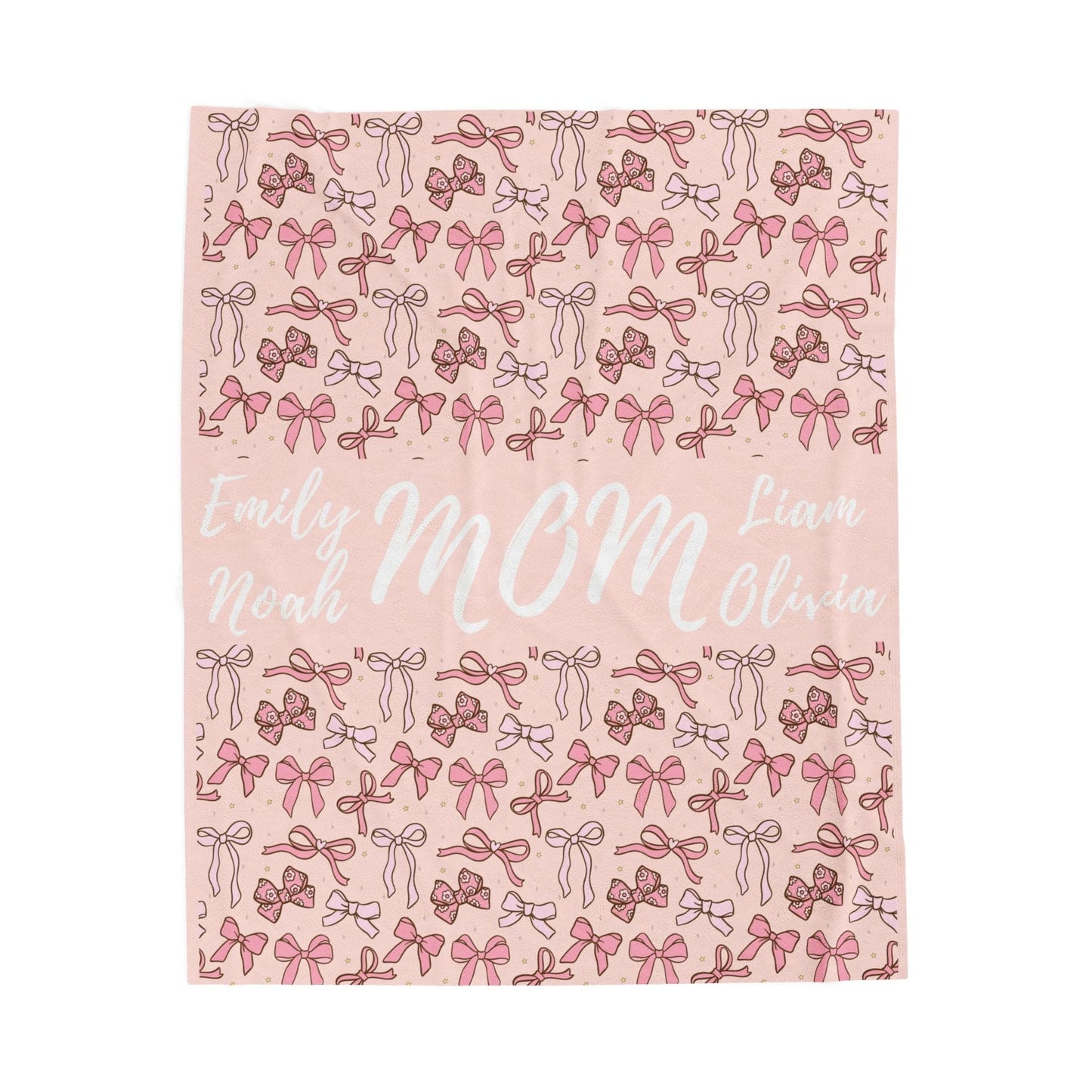 Personalized Name Bow Blanket - Mom Coquette Blanket With Children's name
