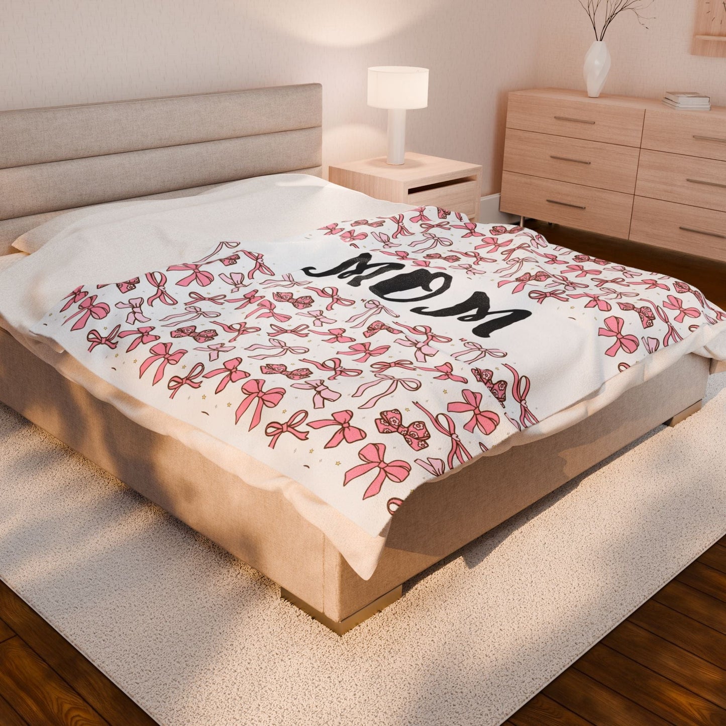 Coquette Bow Mom Blanket, Pink Coquette Blanket