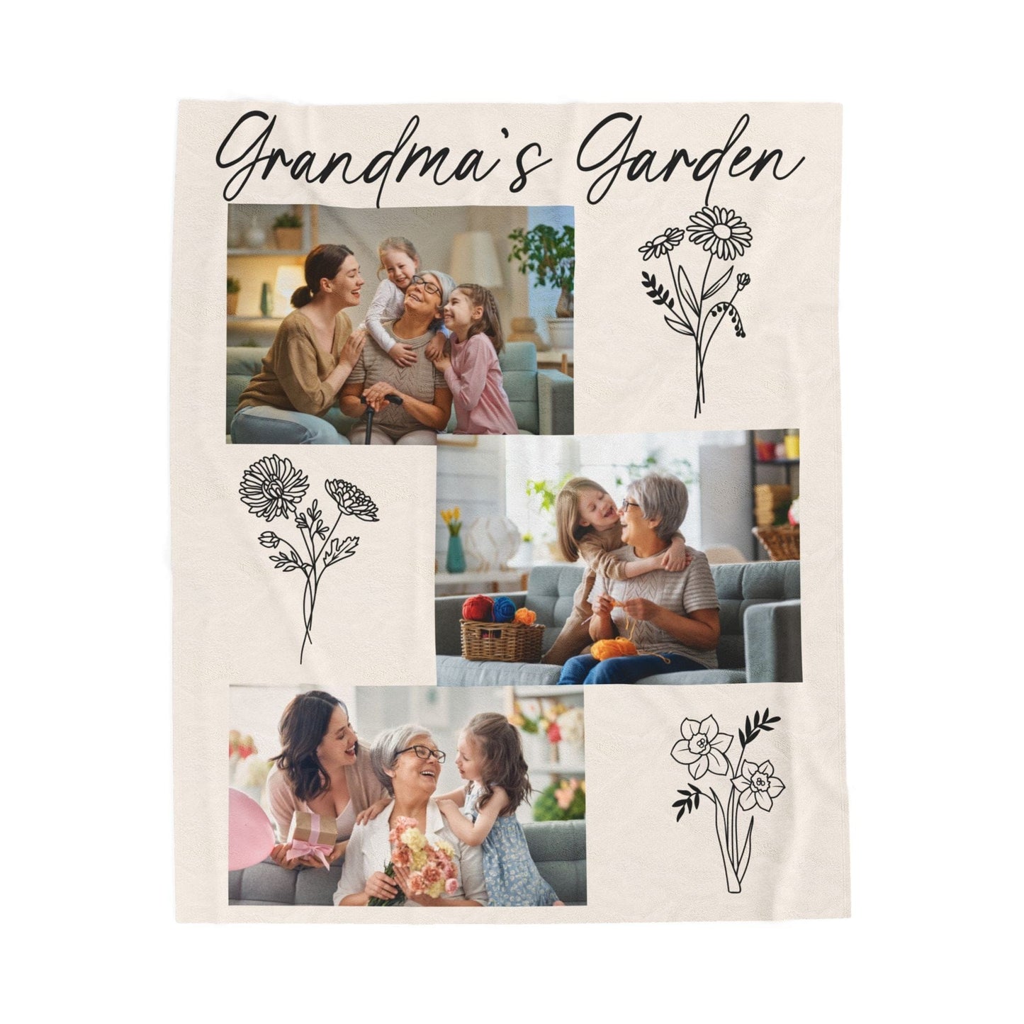 Grandma's Garden Velveteen Plush Blanket - Cozy Gift for Family Gatherings