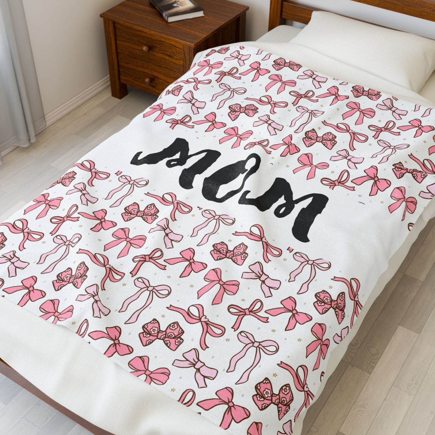 Coquette Bow Mom Blanket, Pink Coquette Blanket