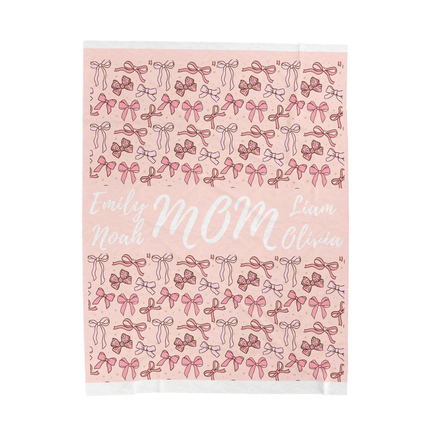 Personalized Name Bow Blanket - Mom Coquette Blanket With Children's name