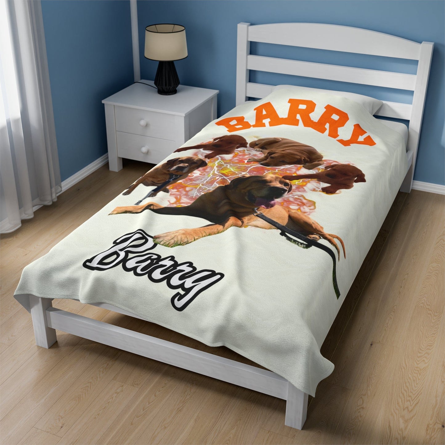Personalized Velveteen Plush Blanket - Bootleg Dog Blanket for Pet Lovers