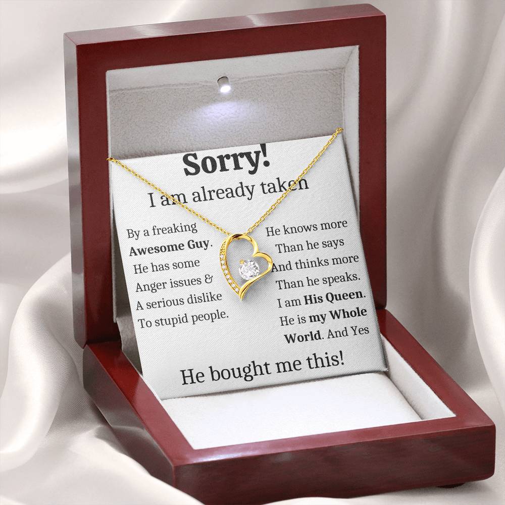 Sorry, I Am Taken Necklace, Christmas Gift For Girlfriend, Gift for Wife