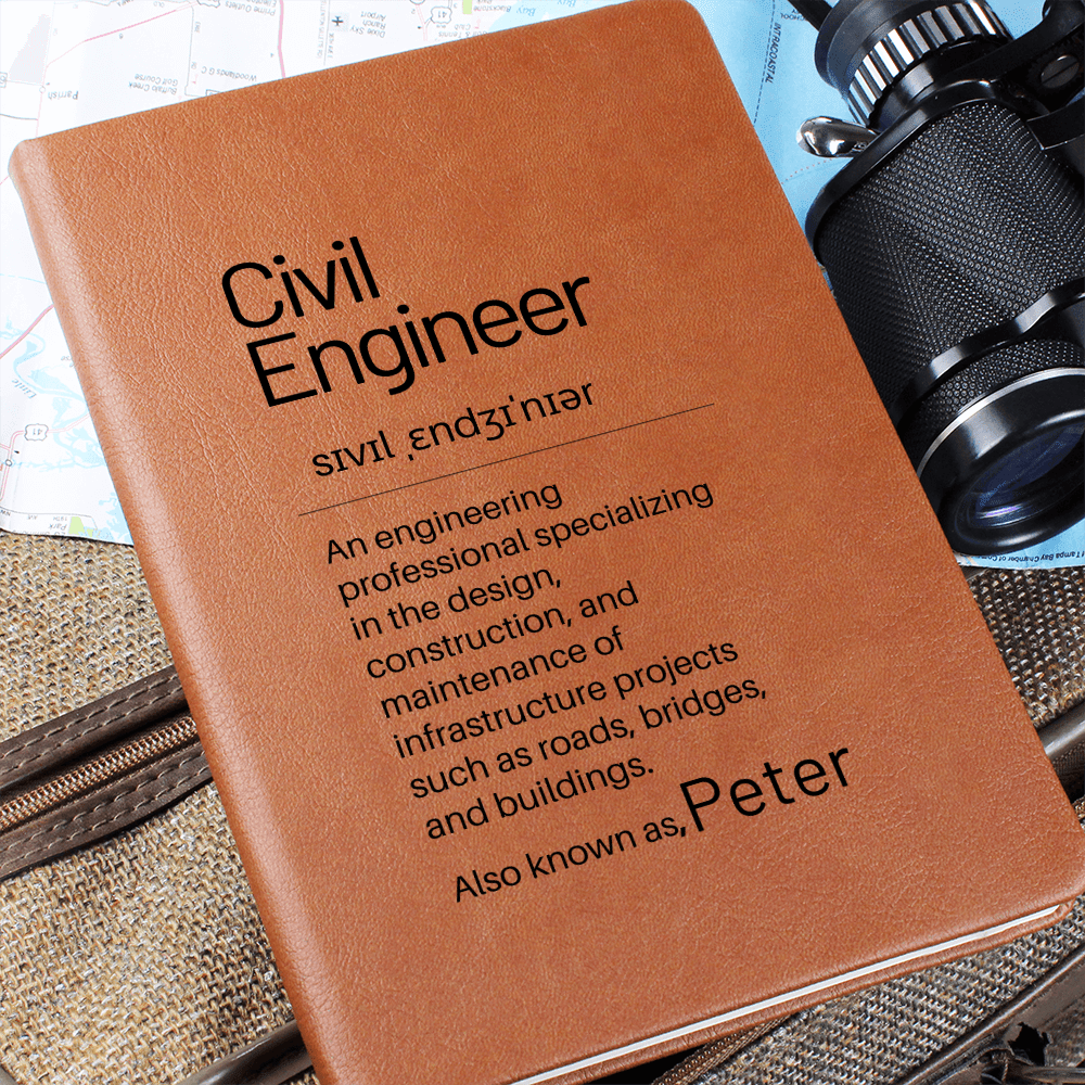 Civil Engineer Definition Journal, Custom Graduation Gift, Friends Graduation Gift, Birthday Gift For Civil Engineer