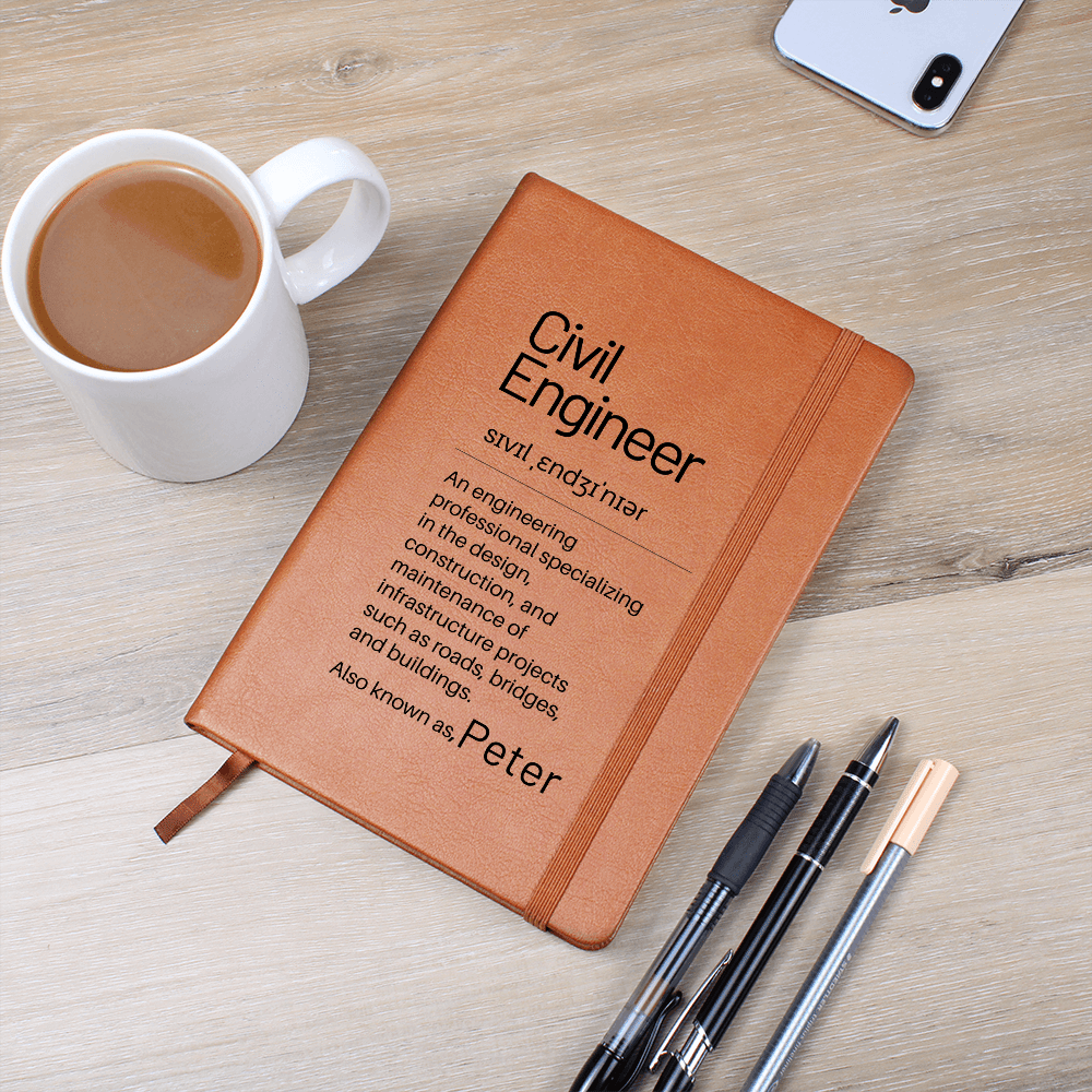 Civil Engineer Definition Journal, Custom Graduation Gift, Friends Graduation Gift, Birthday Gift For Civil Engineer