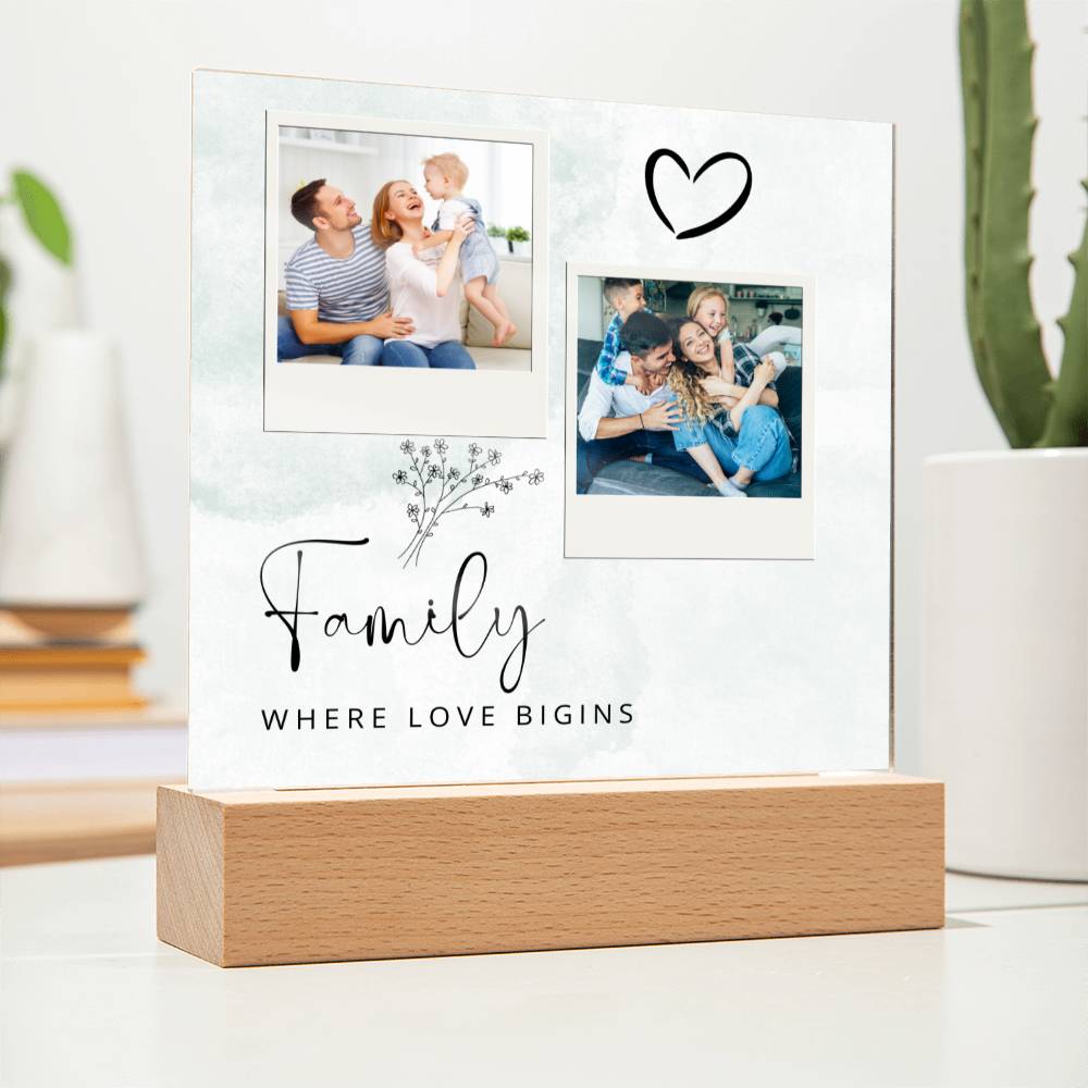 Family Where The Love Begins, Customizable Photo Acrylic Plaque