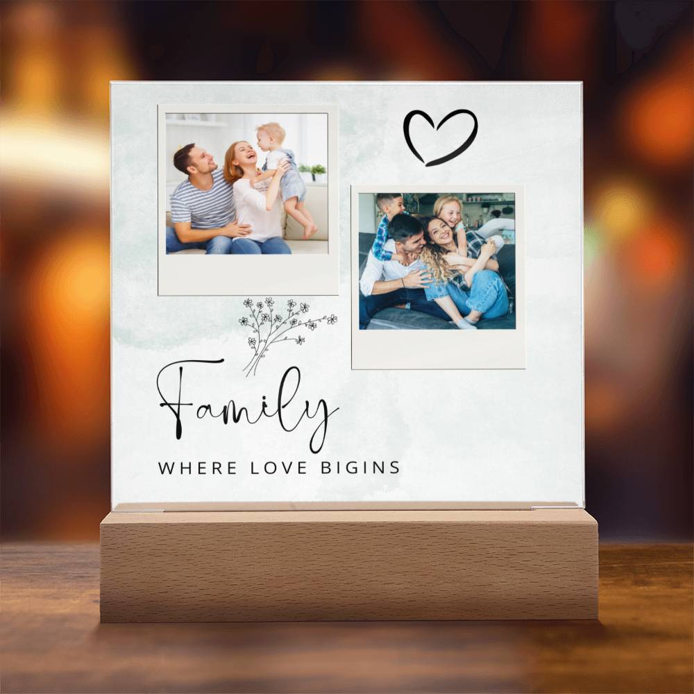 Family Where The Love Begins, Customizable Photo Acrylic Plaque
