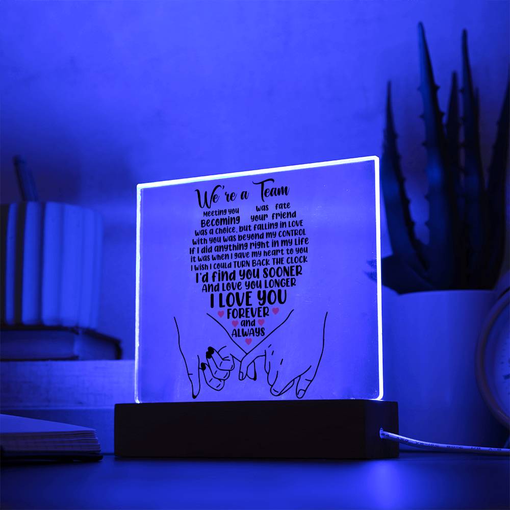 We Are A Team Plaque, A Romantic Gift For Him, Valentine Gift