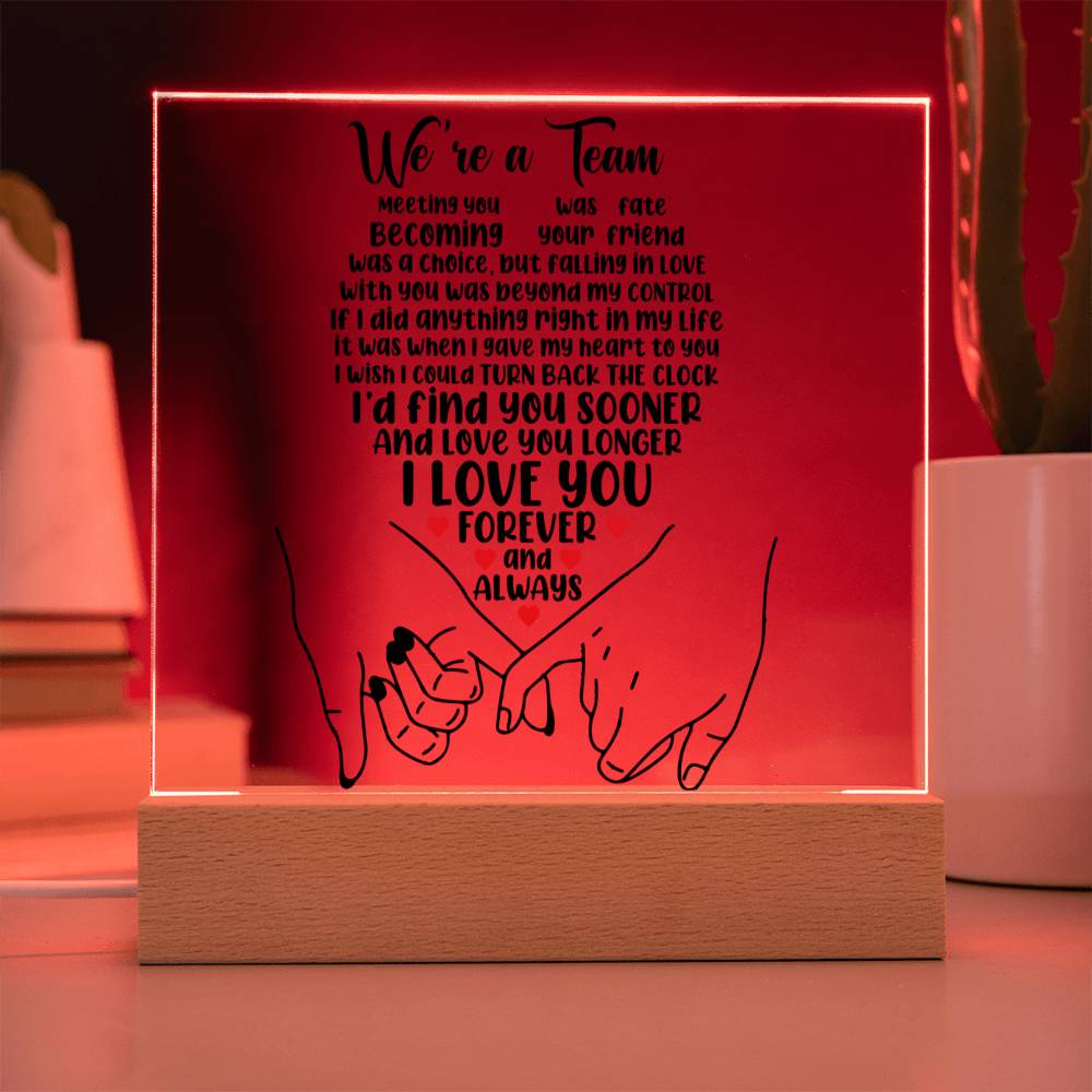 We Are A Team Plaque, A Romantic Gift For Him, Valentine Gift
