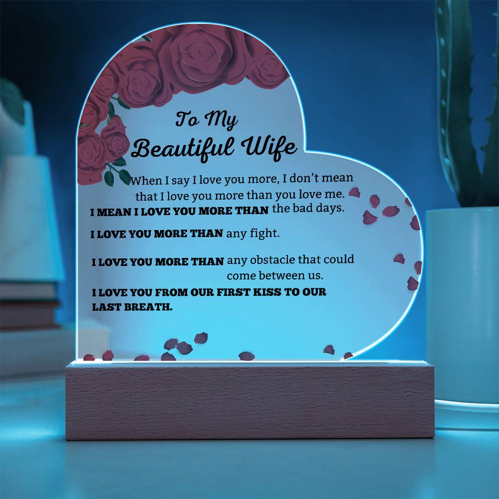 To My Beautiful Wife Heart Shape Plaque
