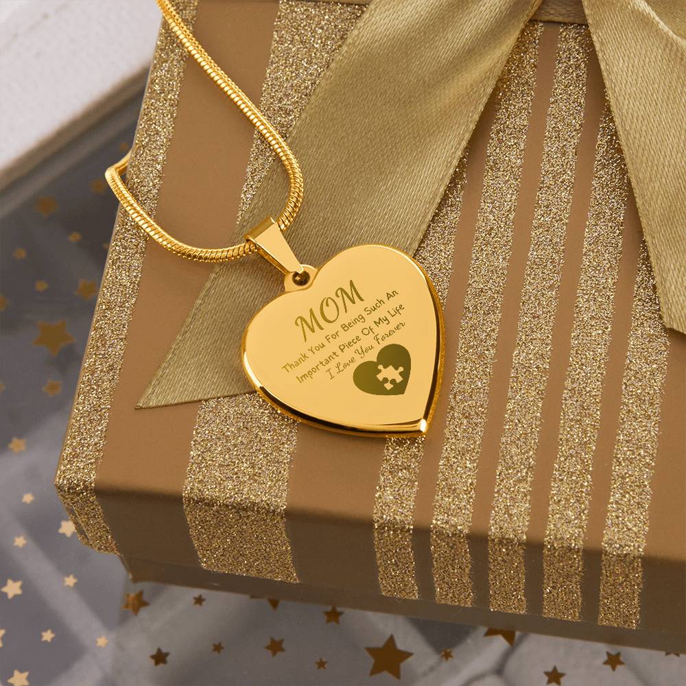 Important Piece Of My Life Necklace, Engraved Necklace For Mom
