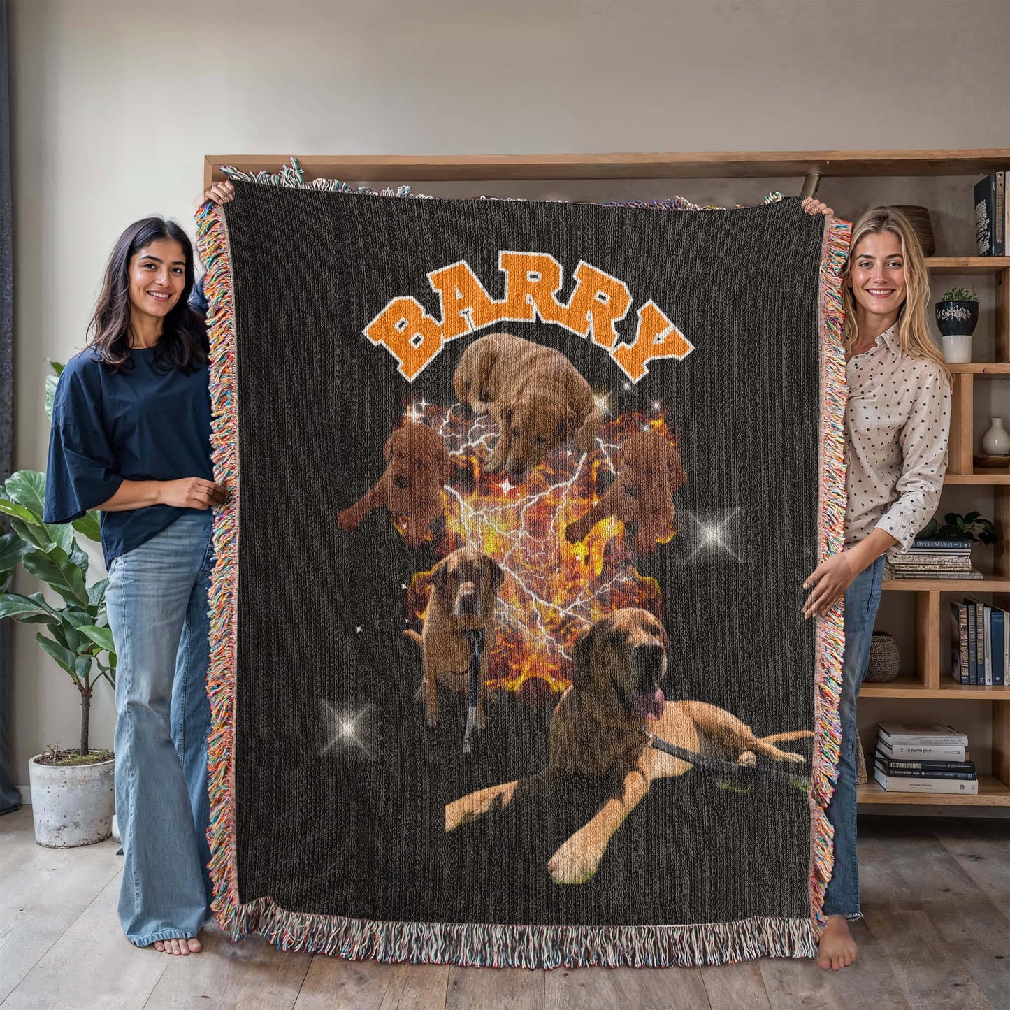 Custom Pet Portrait Blanket, Custom Bootleg Blanket