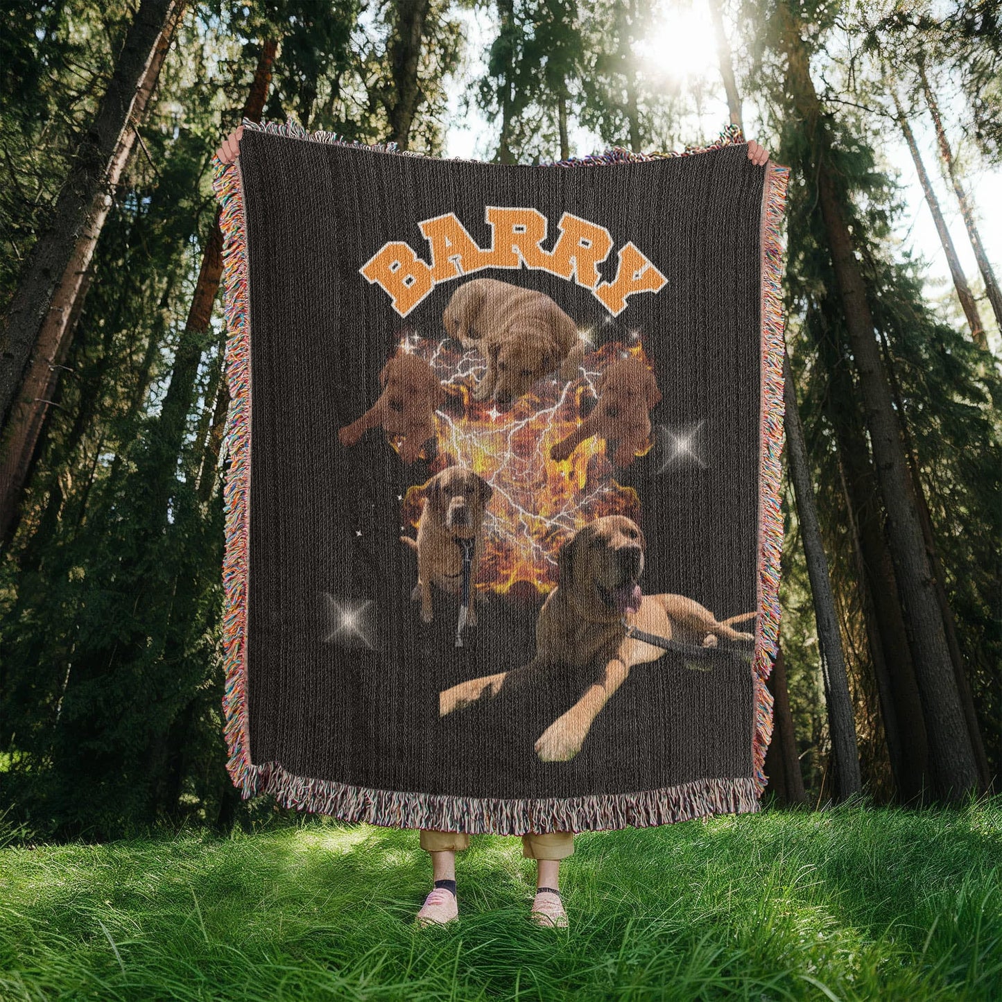 Custom Pet Portrait Blanket, Custom Bootleg Blanket