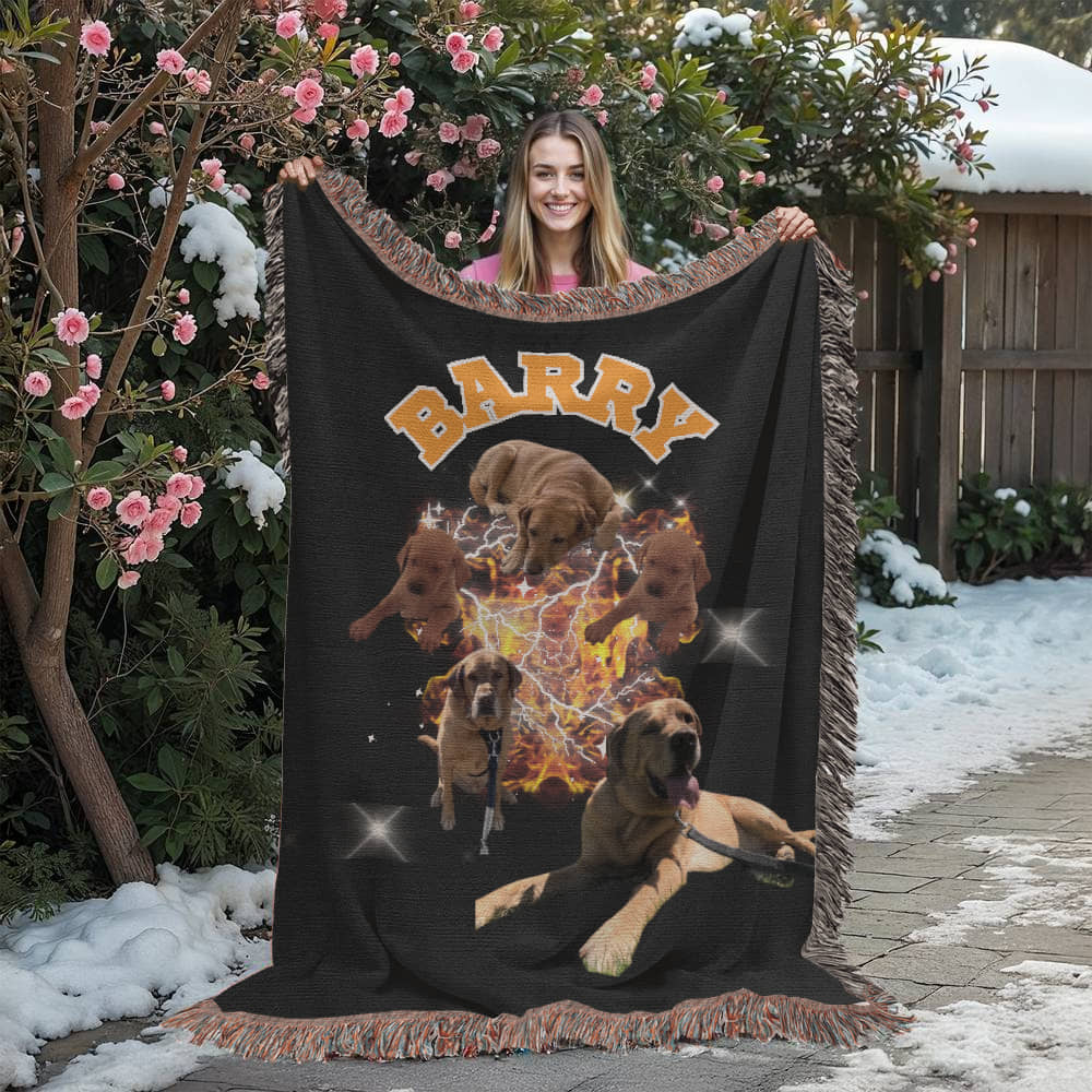 Custom Pet Portrait Blanket, Custom Bootleg Blanket