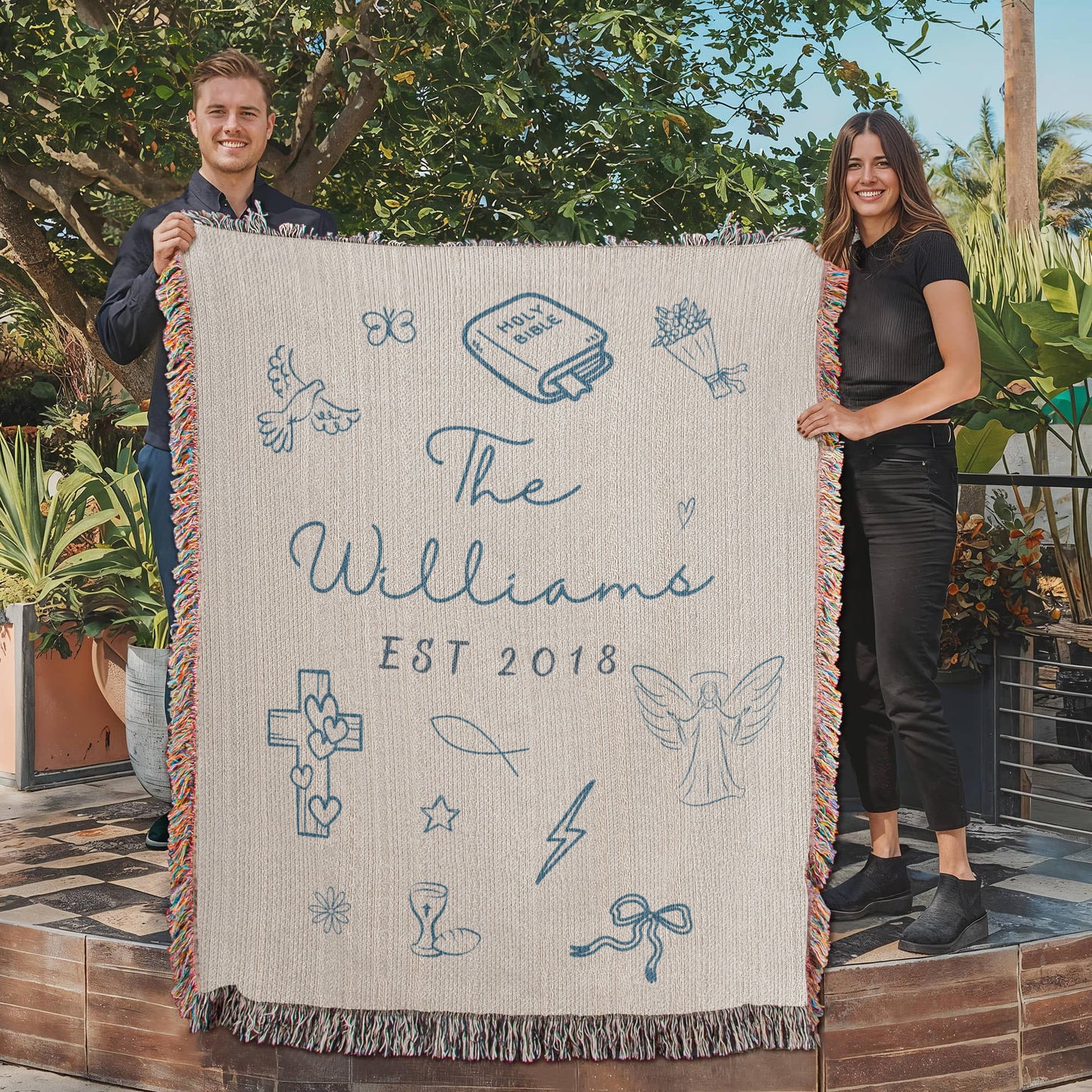 Christian Family Woven Blanket