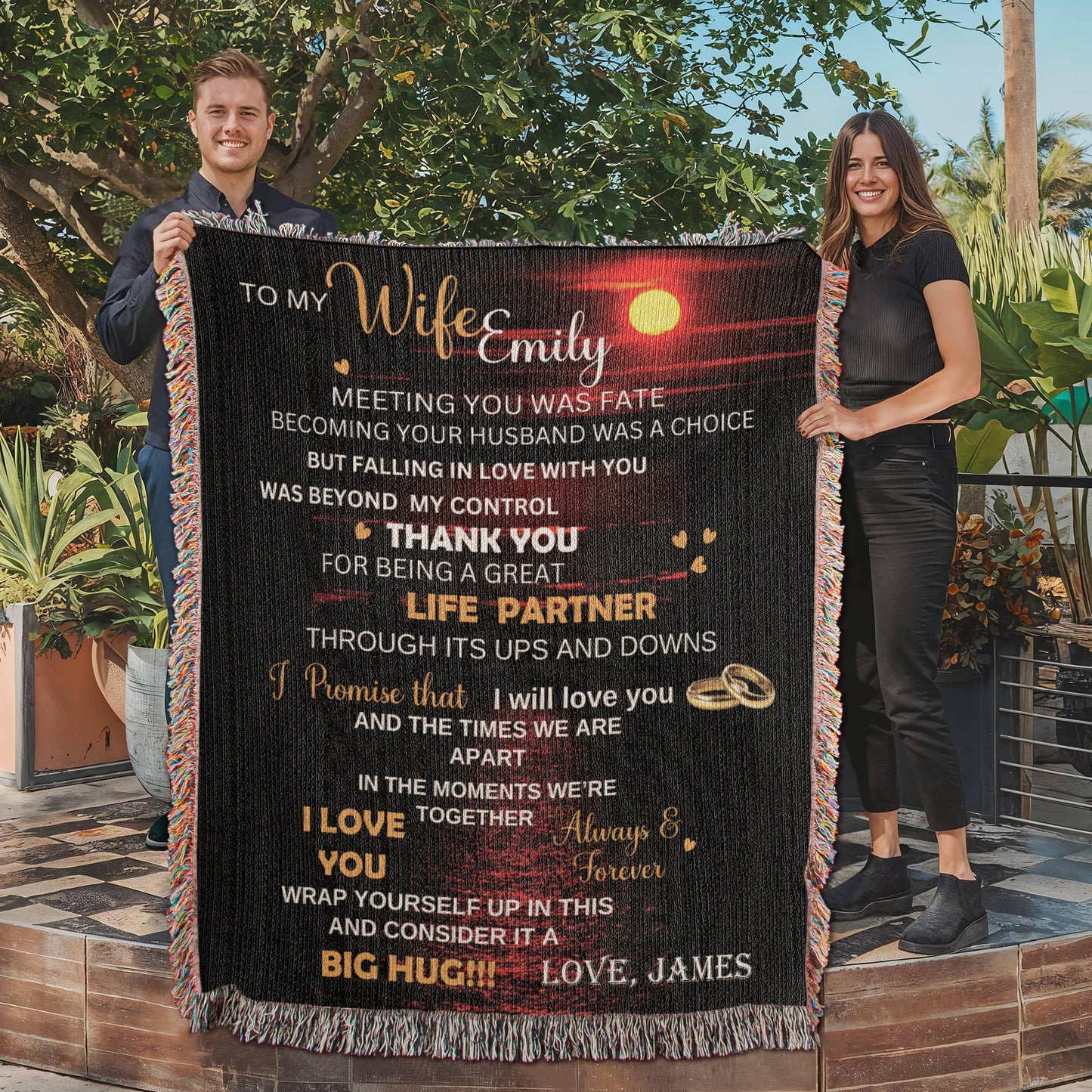 First Anniversary Blanket, Custom Throw For Wife