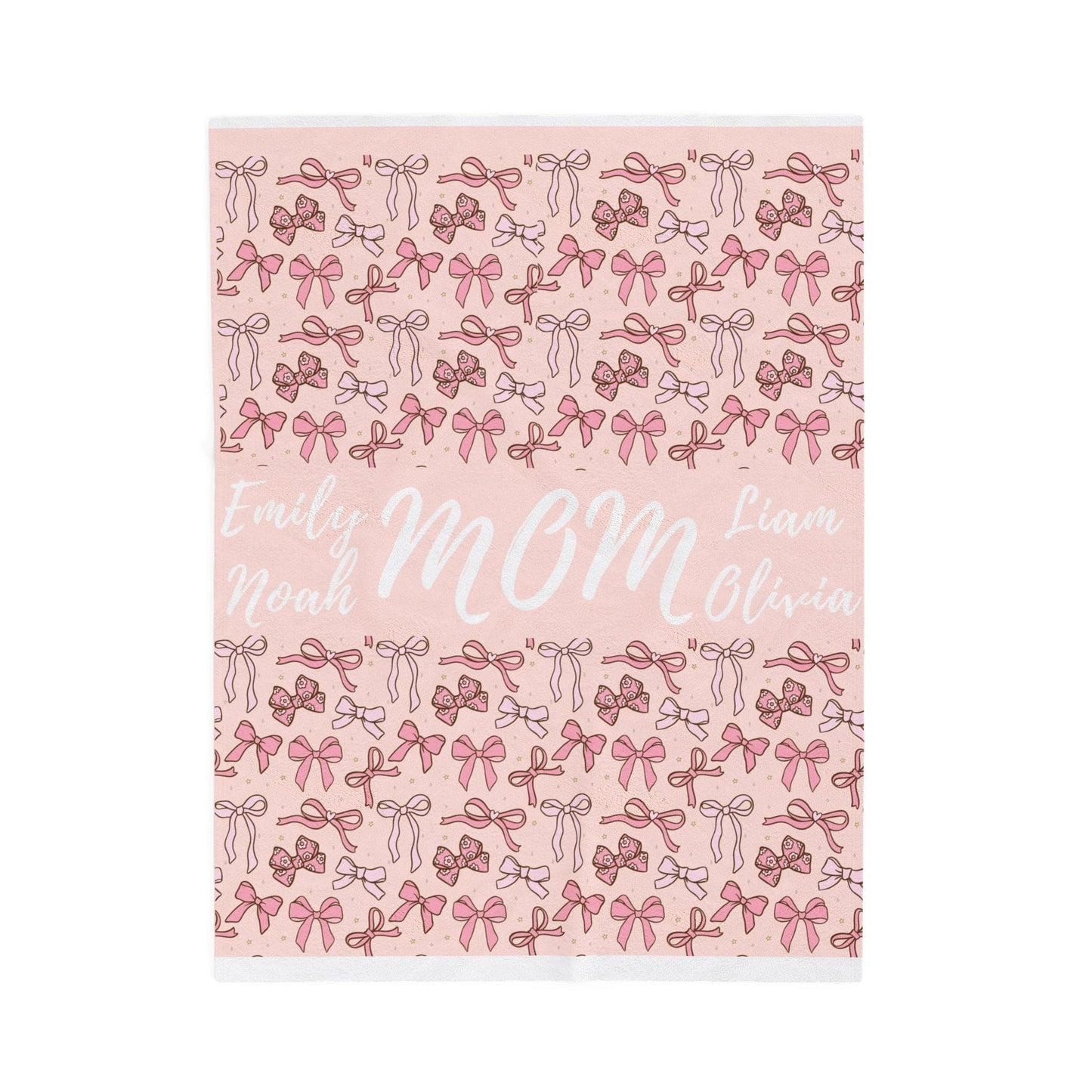 Personalized Name Bow Blanket - Mom Coquette Blanket With Children's name