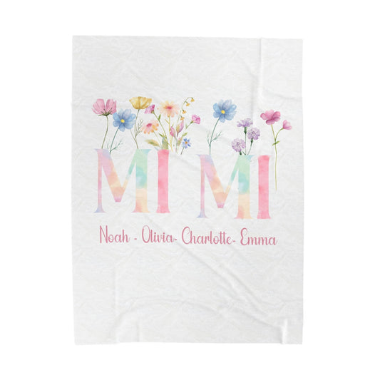 Personalized Floral Velveteen Plush Blanket for Grandmothers & Mothers - Cozy Gift for Any Occasion