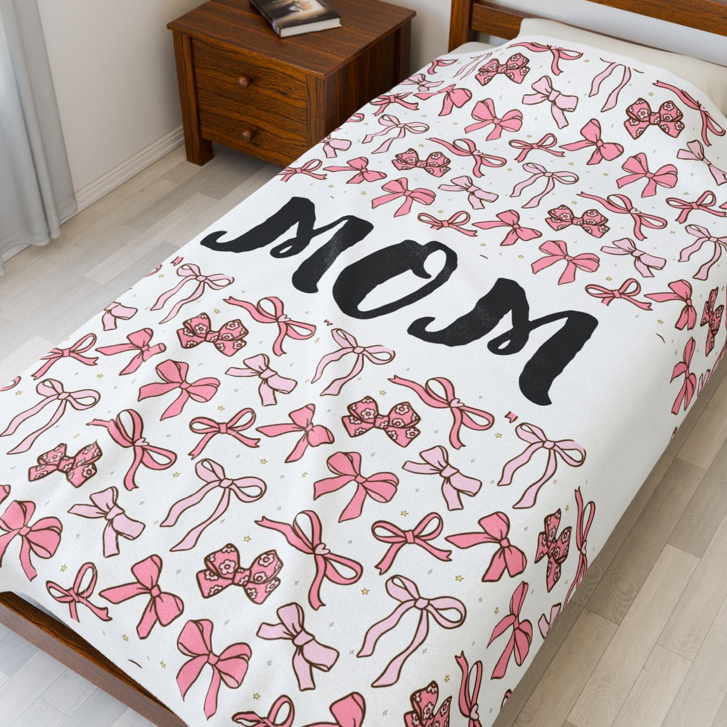 Coquette Bow Mom Blanket, Pink Coquette Blanket