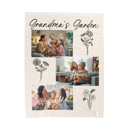 Grandma's Garden Velveteen Plush Blanket - Cozy Gift for Family Gatherings