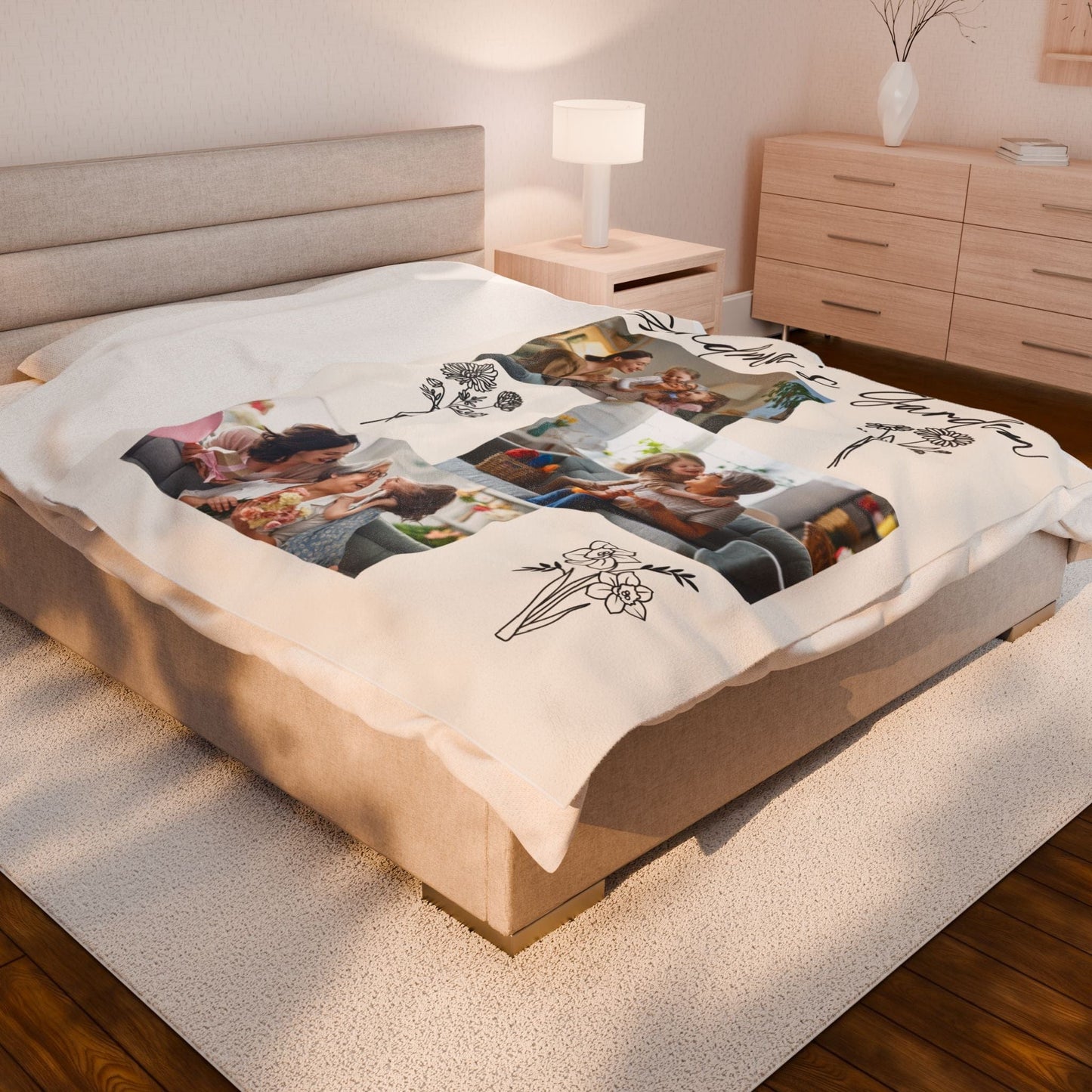 Grandma's Garden Velveteen Plush Blanket - Cozy Gift for Family Gatherings