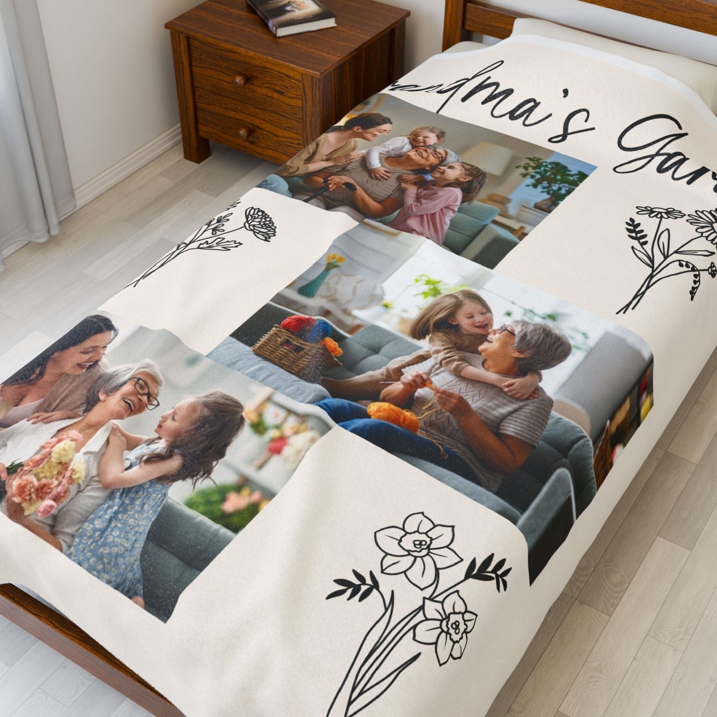 Grandma's Garden Velveteen Plush Blanket - Cozy Gift for Family Gatherings
