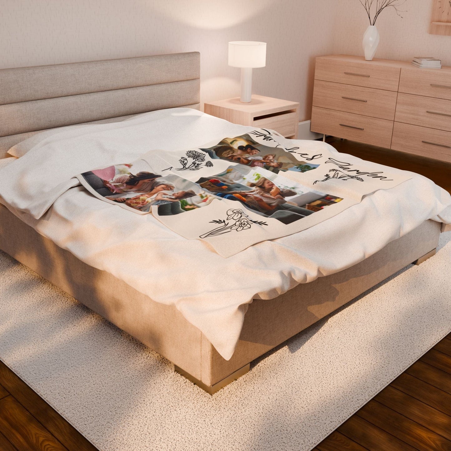 Grandma's Garden Velveteen Plush Blanket - Cozy Gift for Family Gatherings