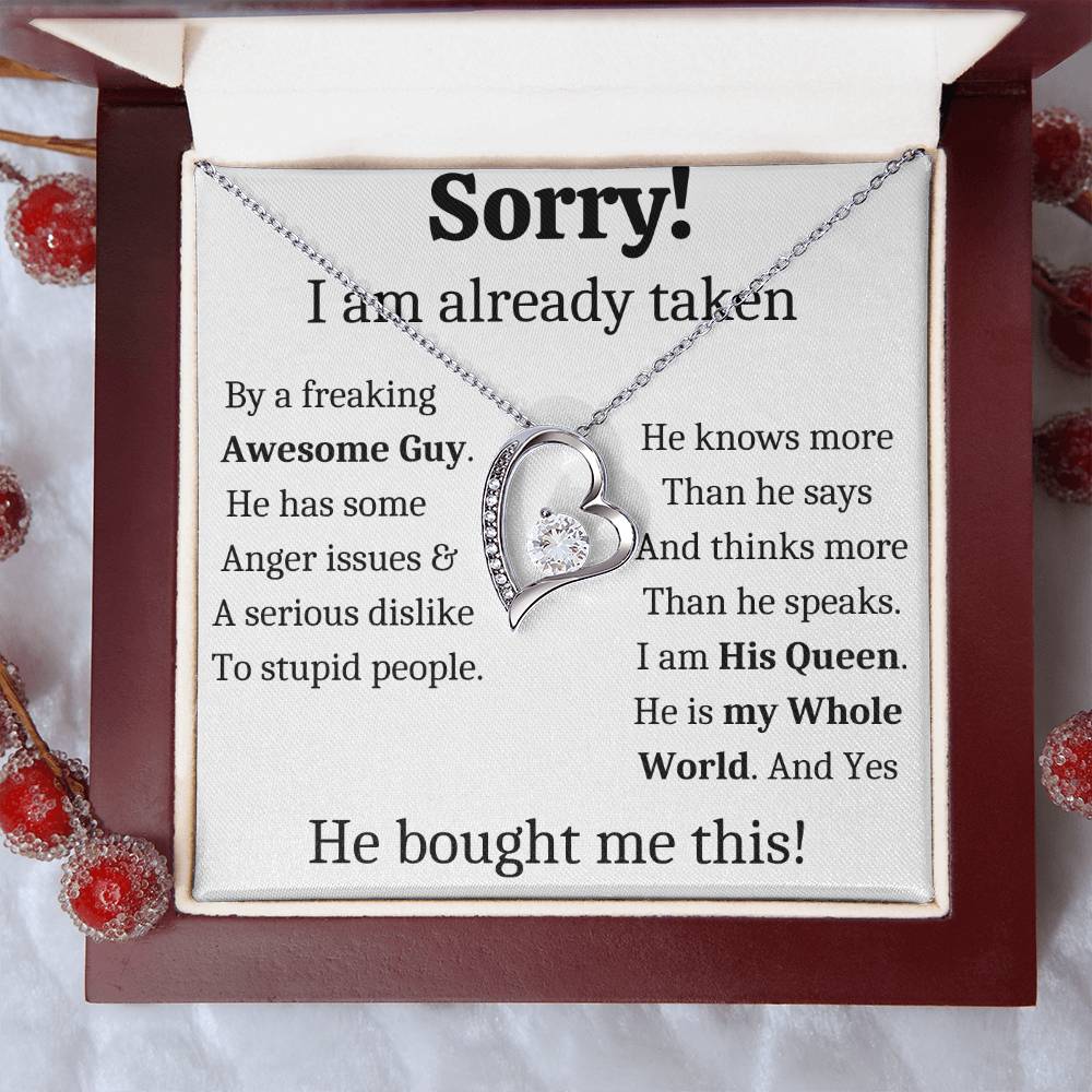 Sorry, I Am Taken Necklace, Christmas Gift For Girlfriend, Gift for Wife