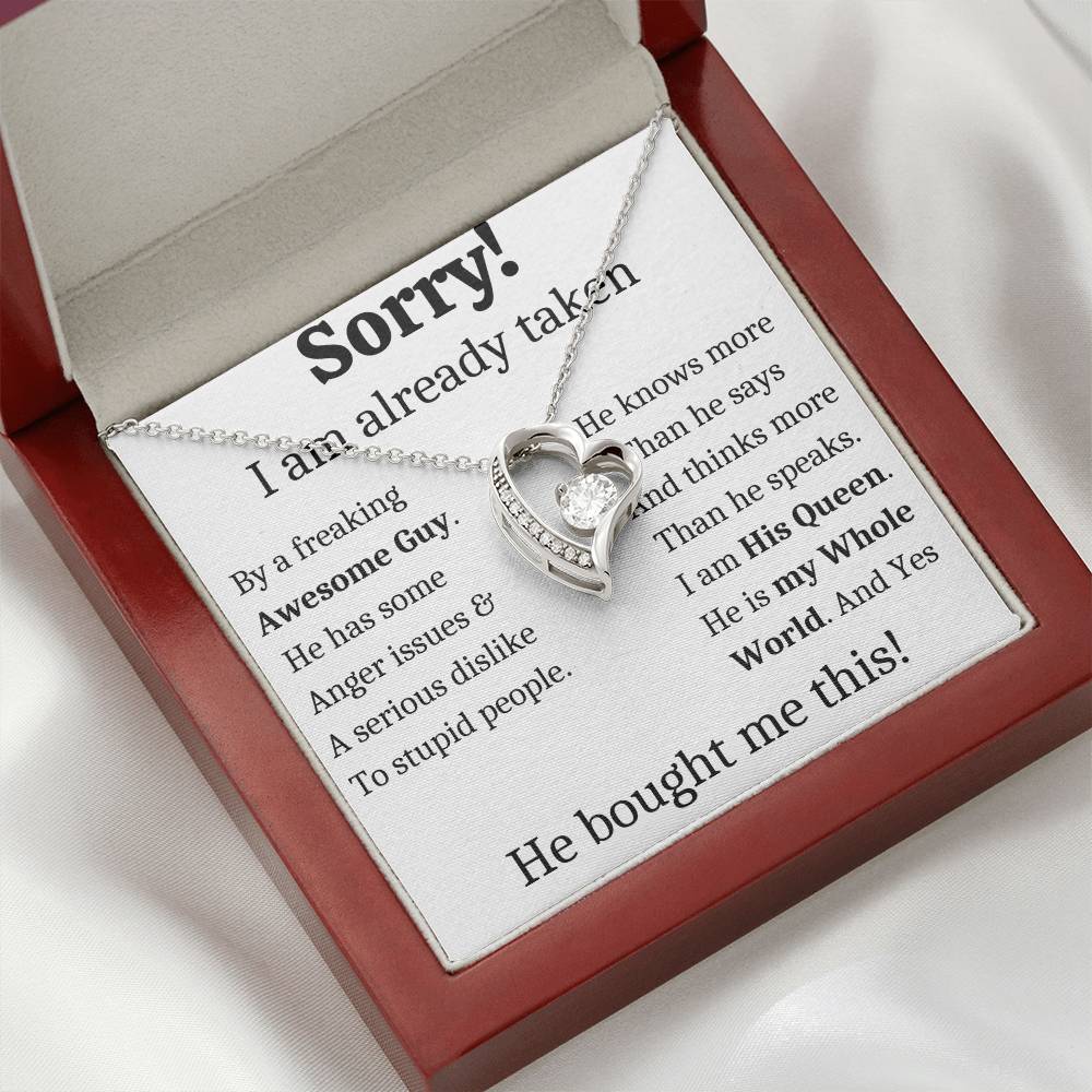 Sorry, I Am Taken Necklace, Christmas Gift For Girlfriend, Gift for Wife