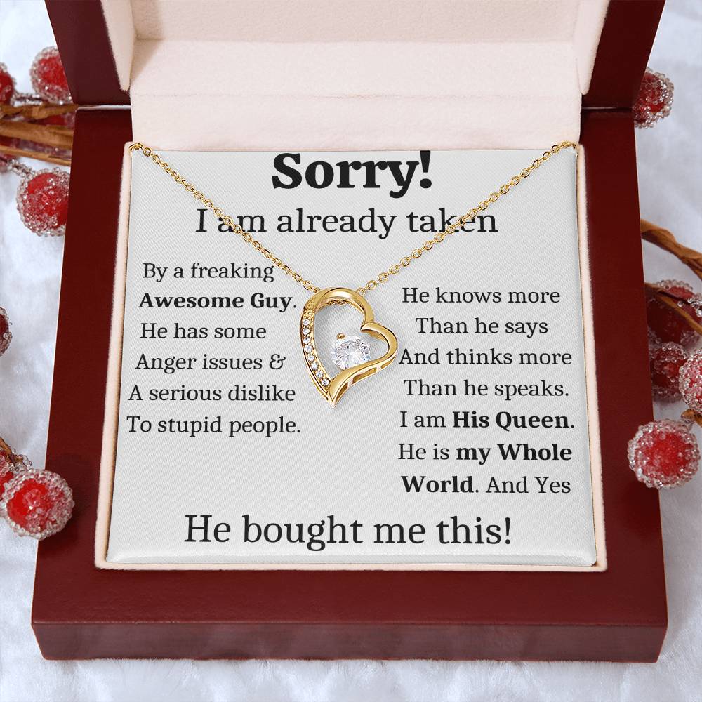 Sorry, I Am Taken Necklace, Christmas Gift For Girlfriend, Gift for Wife