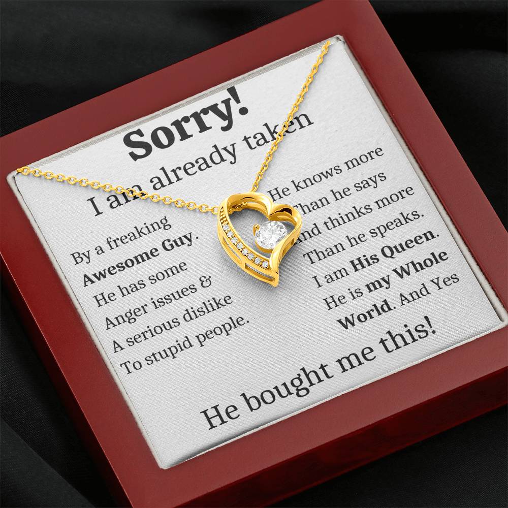 Sorry, I Am Taken Necklace, Christmas Gift For Girlfriend, Gift for Wife