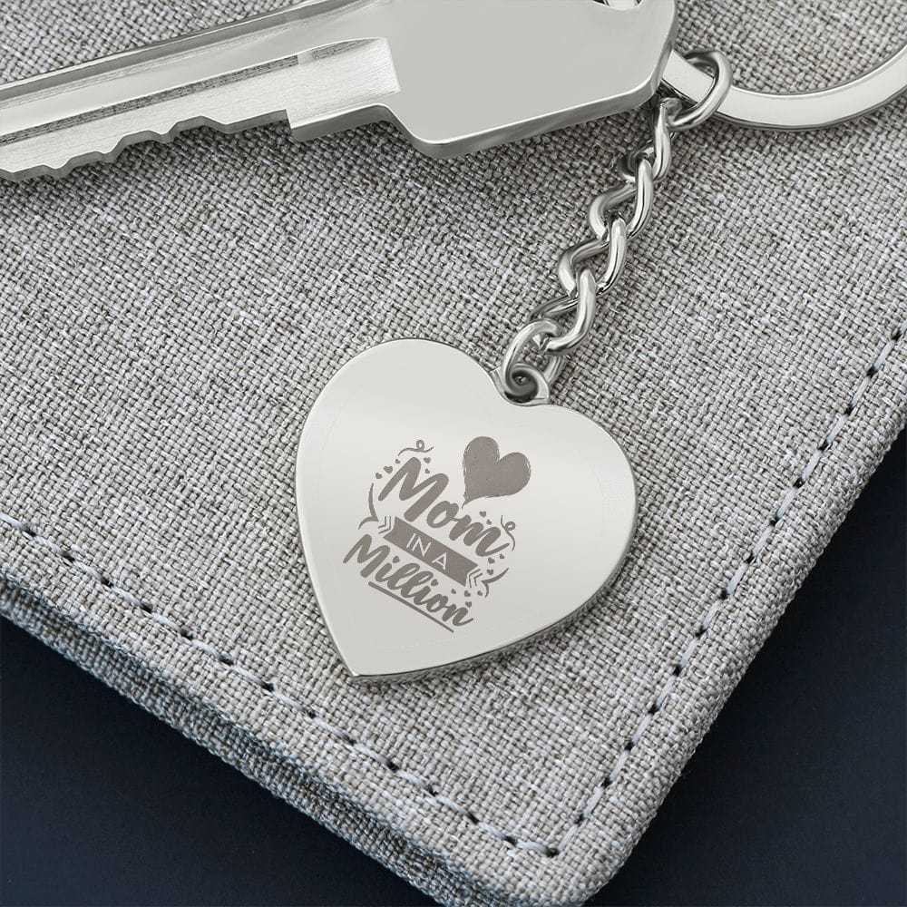 Mom Engraved Heart Keychain