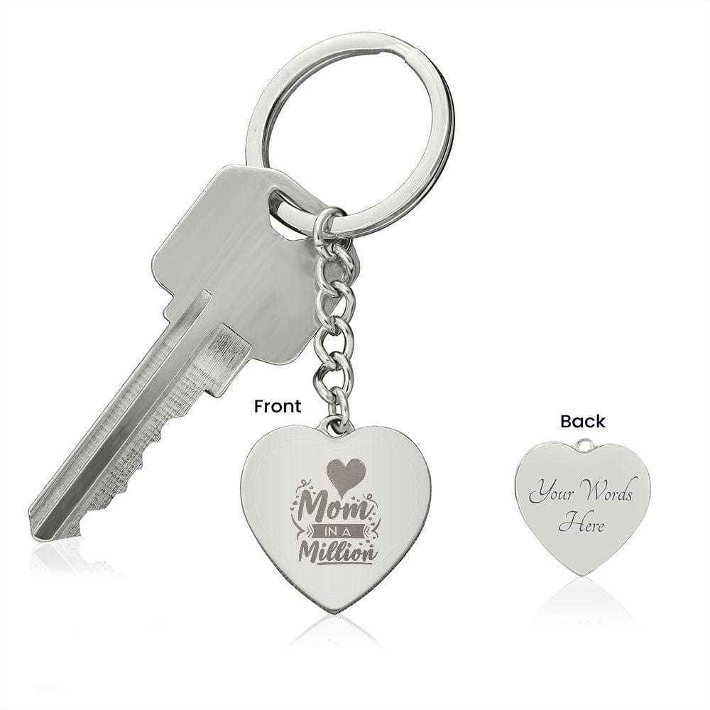 Mom Engraved Heart Keychain