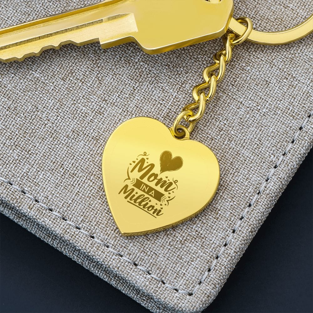 Mom Engraved Heart Keychain