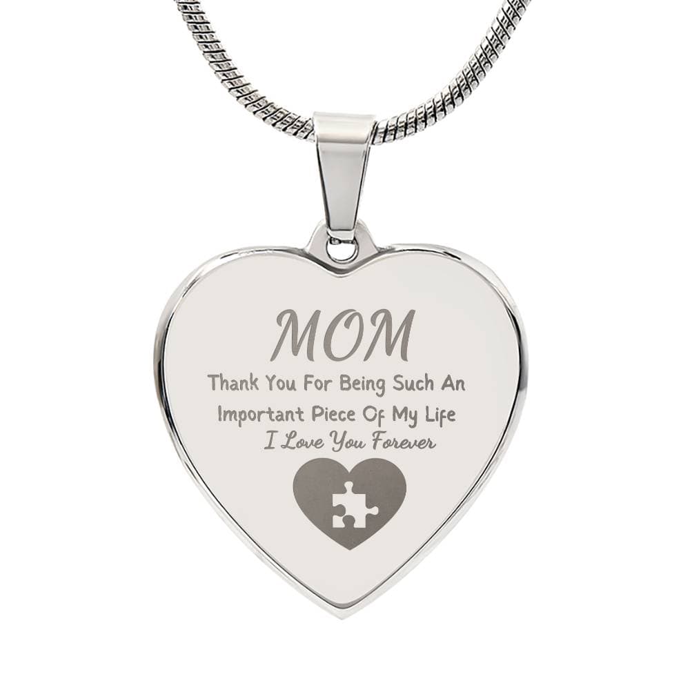 Important Piece Of My Life Necklace, Engraved Necklace For Mom