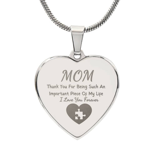 Important Piece Of My Life Necklace, Engraved Necklace For Mom