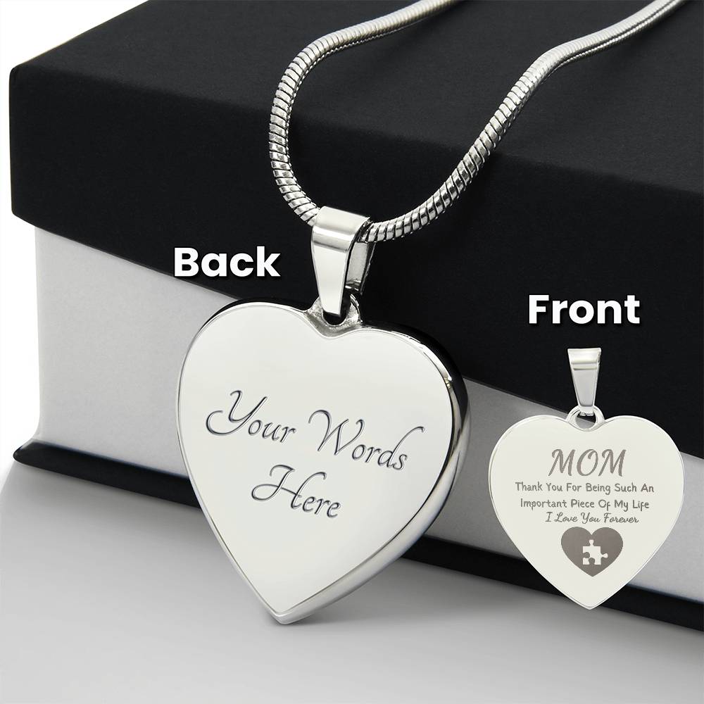 Important Piece Of My Life Necklace, Engraved Necklace For Mom