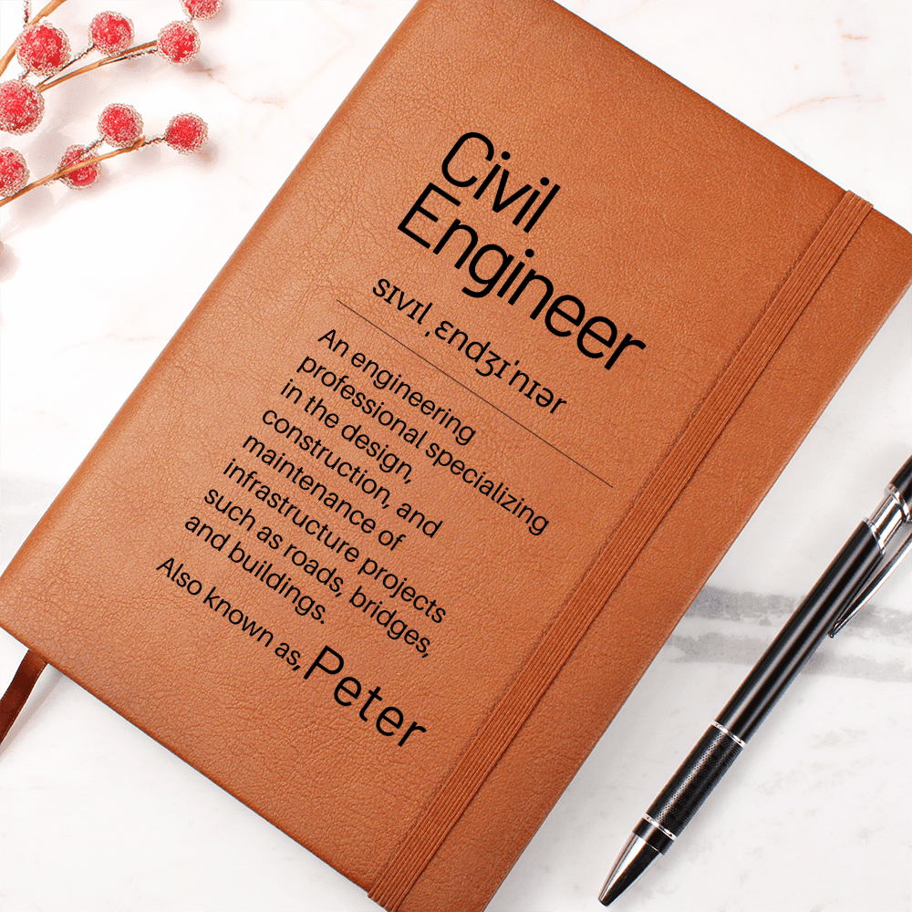 Civil Engineer Definition Journal, Custom Graduation Gift, Friends Graduation Gift, Birthday Gift For Civil Engineer