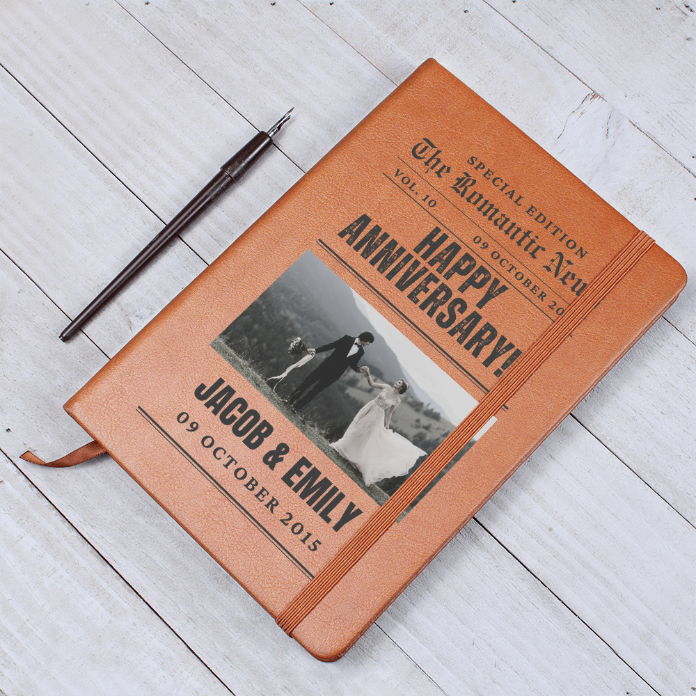 Custom Anniversary Journal, Newspaper Style Couple's Journal