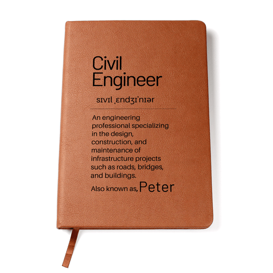 Civil Engineer Definition Journal, Custom Graduation Gift, Friends Graduation Gift, Birthday Gift For Civil Engineer