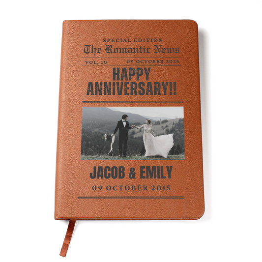 Custom Anniversary Journal, Newspaper Style Couple's Journal