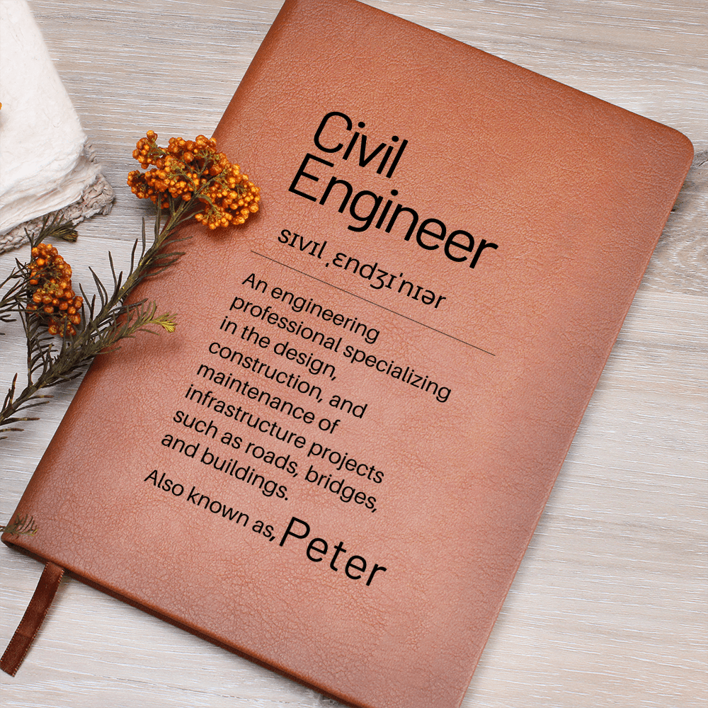 Civil Engineer Definition Journal, Custom Graduation Gift, Friends Graduation Gift, Birthday Gift For Civil Engineer