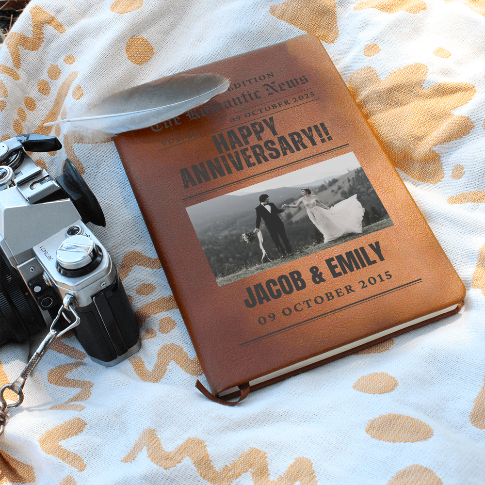 Custom Anniversary Journal, Newspaper Style Couple's Journal