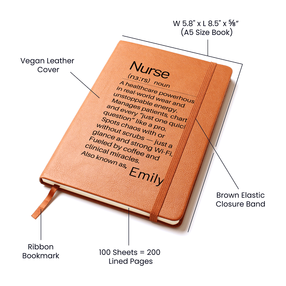 Personalized Nurse Journal, Healthcare  Definition Journal Cover , Funny Clinic RN Notebook , Custom Appreciation Gift for Nurses