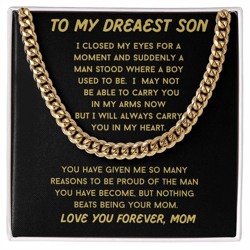 Always Carry You In My Heart, Son Necklace Gift From Mom