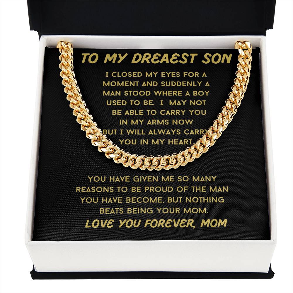 Always Carry You In My Heart, Son Necklace Gift From Mom