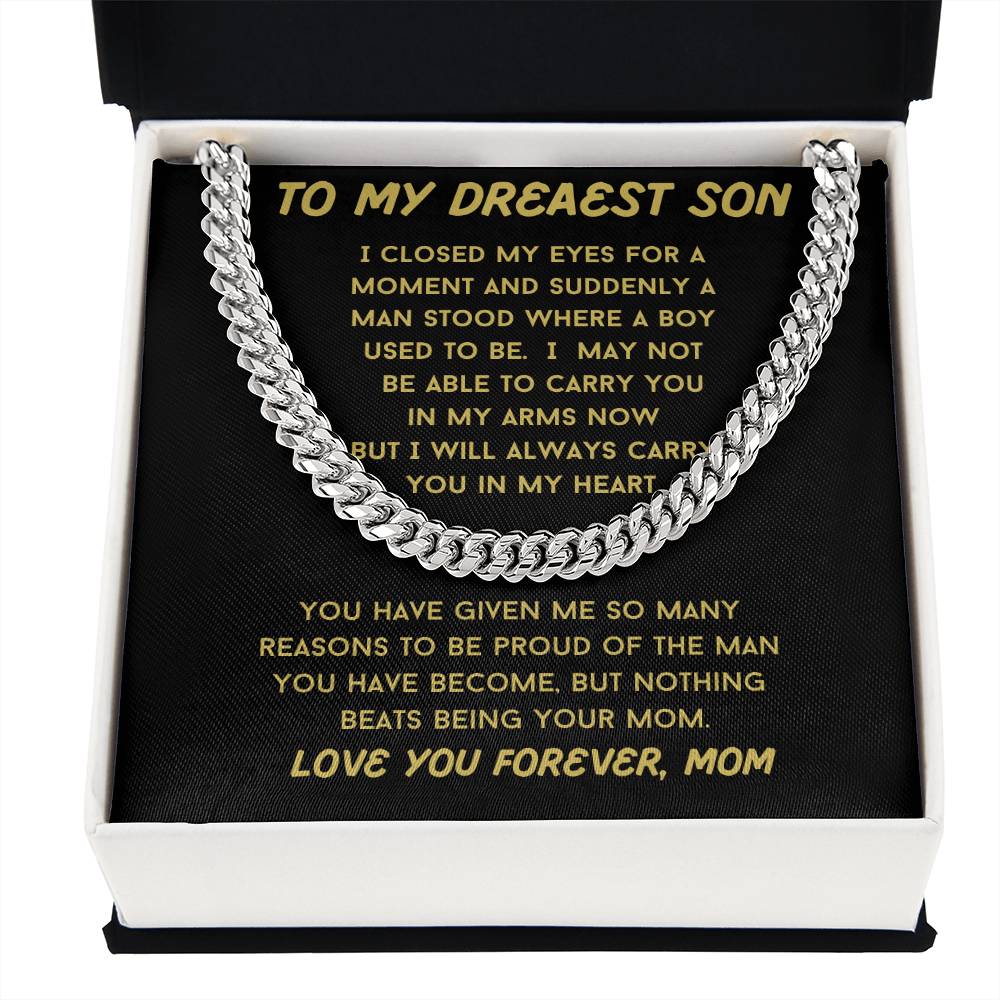 Always Carry You In My Heart, Son Necklace Gift From Mom