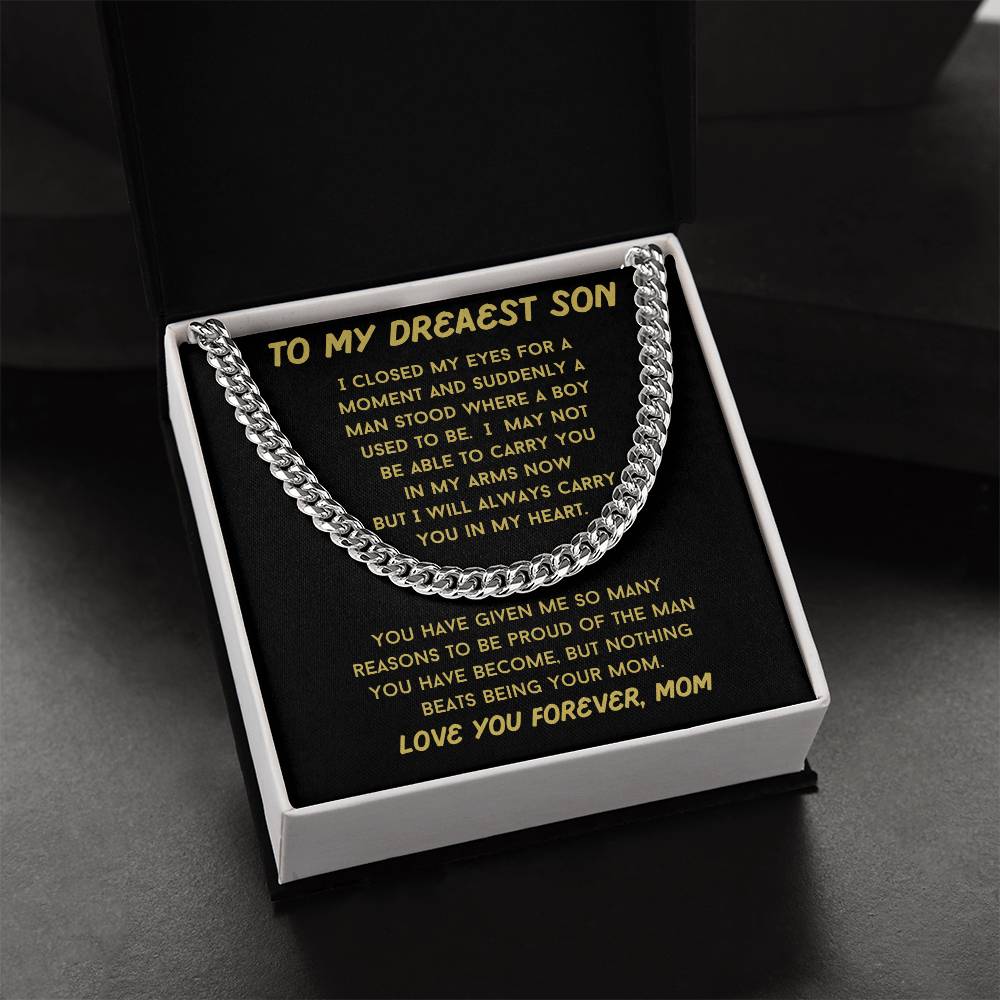 Always Carry You In My Heart, Son Necklace Gift From Mom