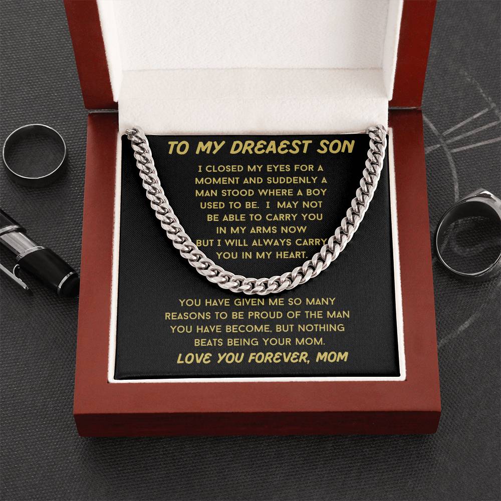 Always Carry You In My Heart, Son Necklace Gift From Mom