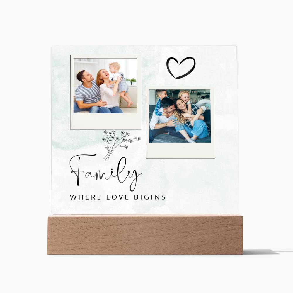 Family Where The Love Begins, Customizable Photo Acrylic Plaque